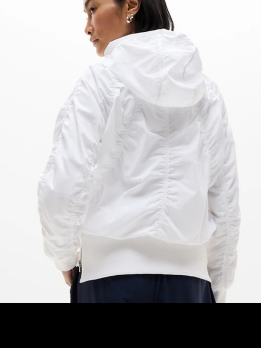 ATHLETA White Lightweight Women's Zip-Front Jacket With Hoodie